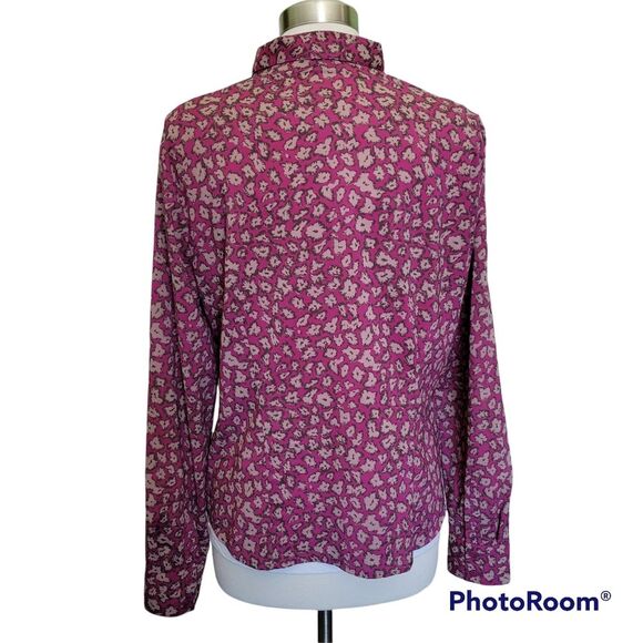Apostrophe Stretch Vibrant Pink Floral Button Down Top - L - Picture 6 of 9
